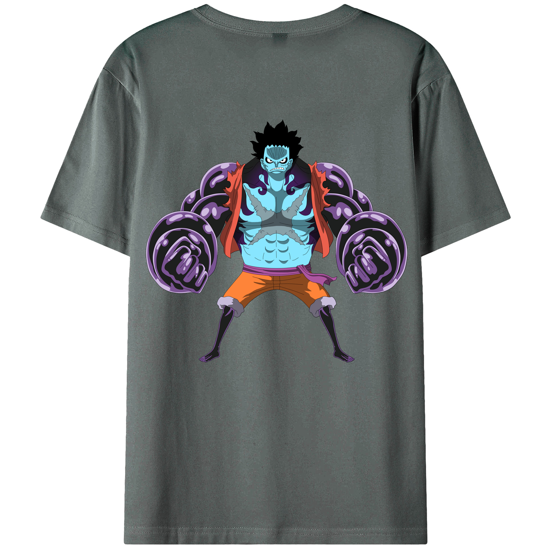 ワンピース モンキー・D・ルフィ ONE PIECE Monkey D. Luffy 綿100％ メンズ半袖Tシャツ（バックプリント） 通気性